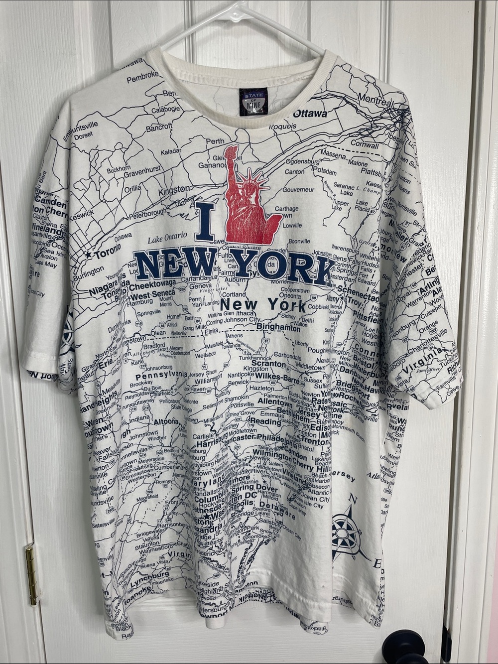 STATE I New York Map Tee - White, Navy & Red